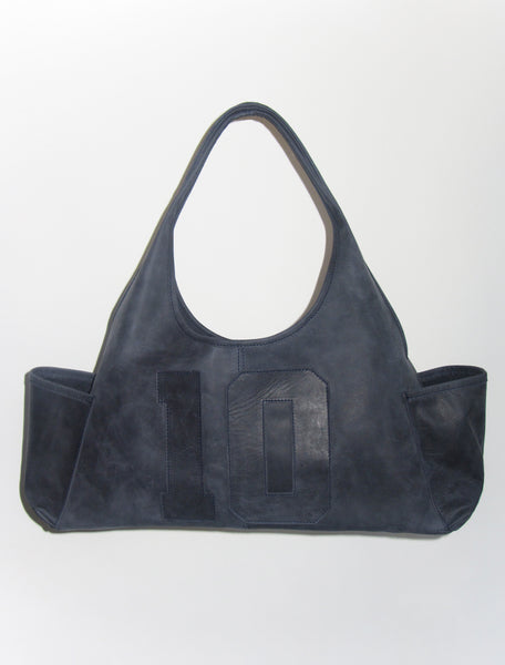 10YEARS BAG-Greyish blue shoulder bag with two pockets