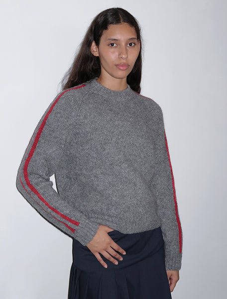 GRAND SLAM II-grey soft knitted sweater with sport runner seams 