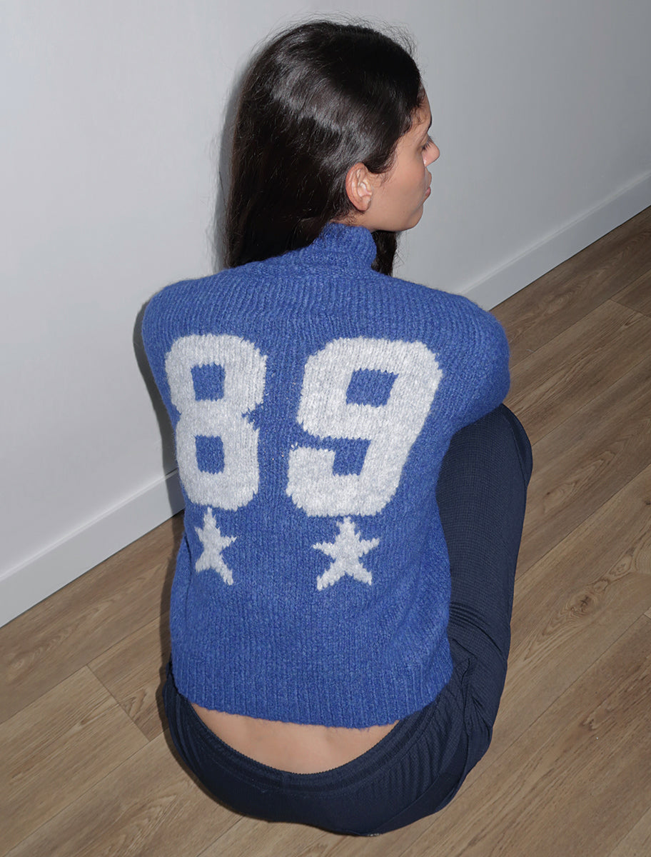 STADIUM-Soft knitted cardigan with '89' intarsia on the back and two front  pockets