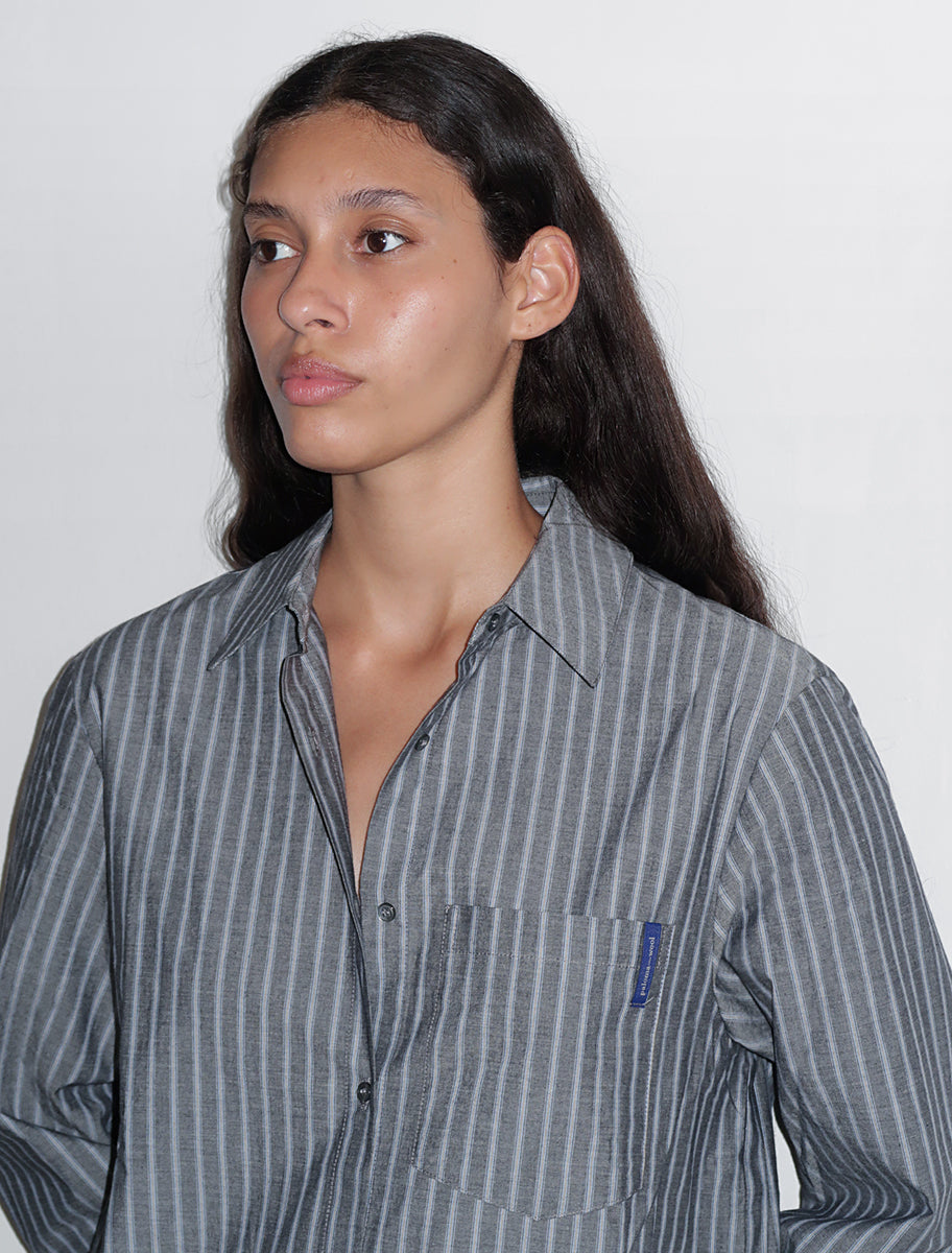 MAIKO-Striped shirt with paloma wool logo on the front chest pocket