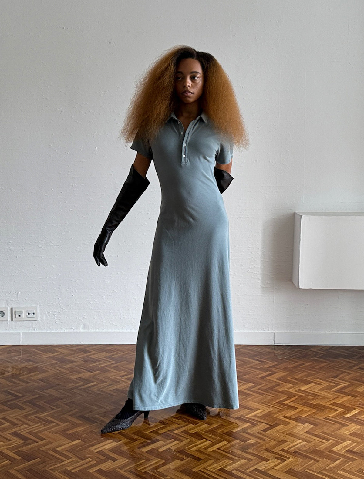 Sissi long leather gloves brown