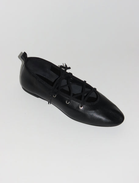PINA-Black lace-up leather ballerina – Paloma Wool