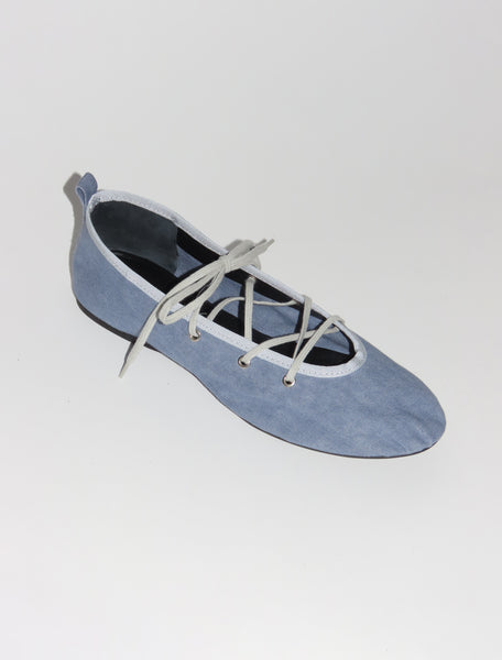 PINA-Soft blue lace-up leather ballerina – Paloma Wool