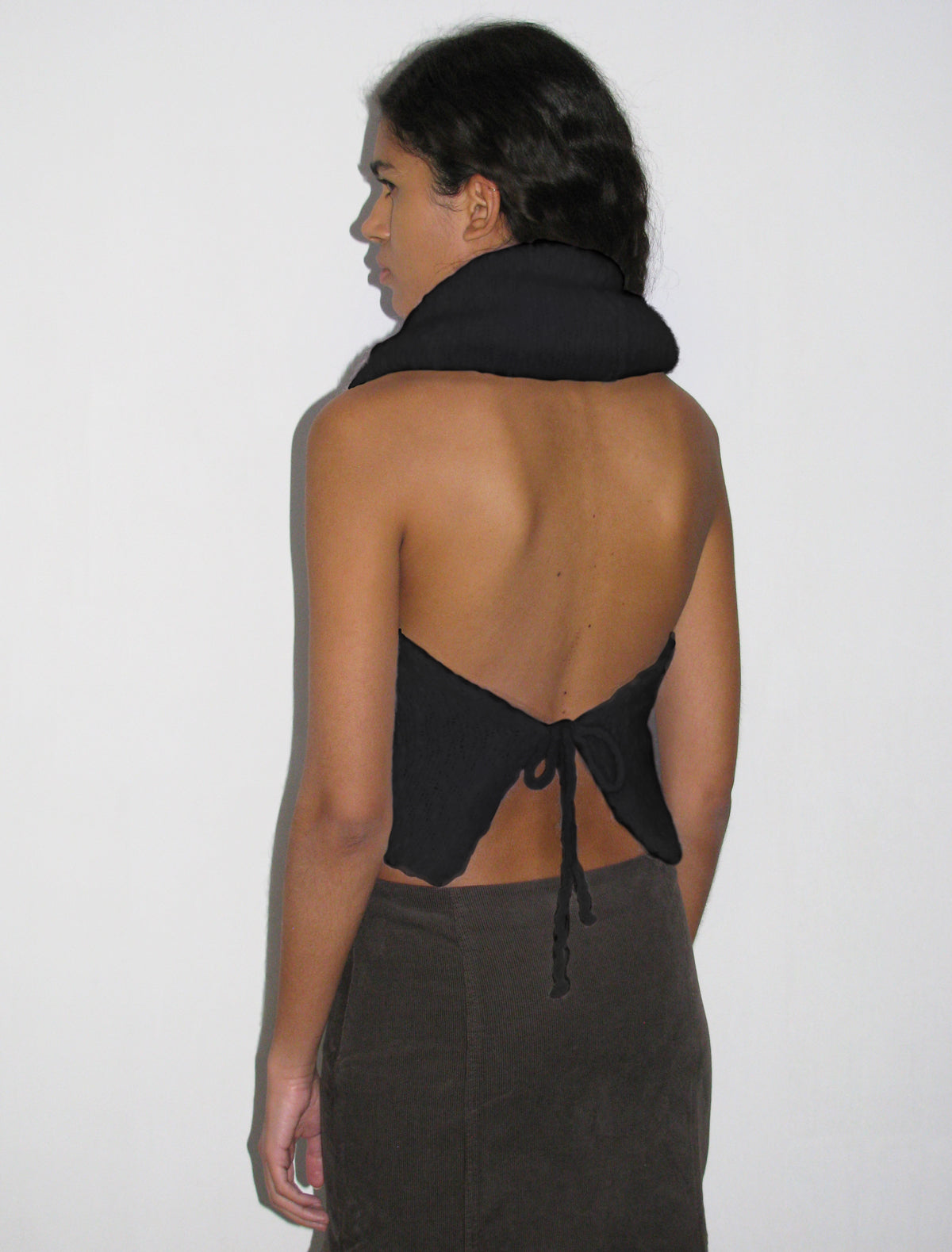 Groenlandia draped high neck knitted top navy