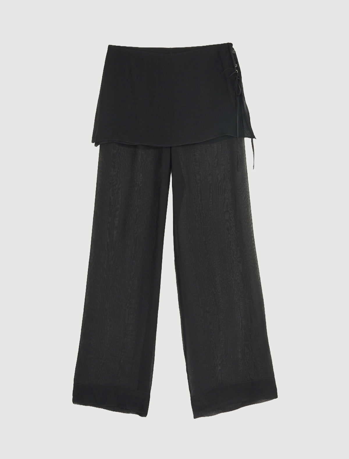SILK ARCHIVE-Black delicate sheer silk loose-fitting pants with