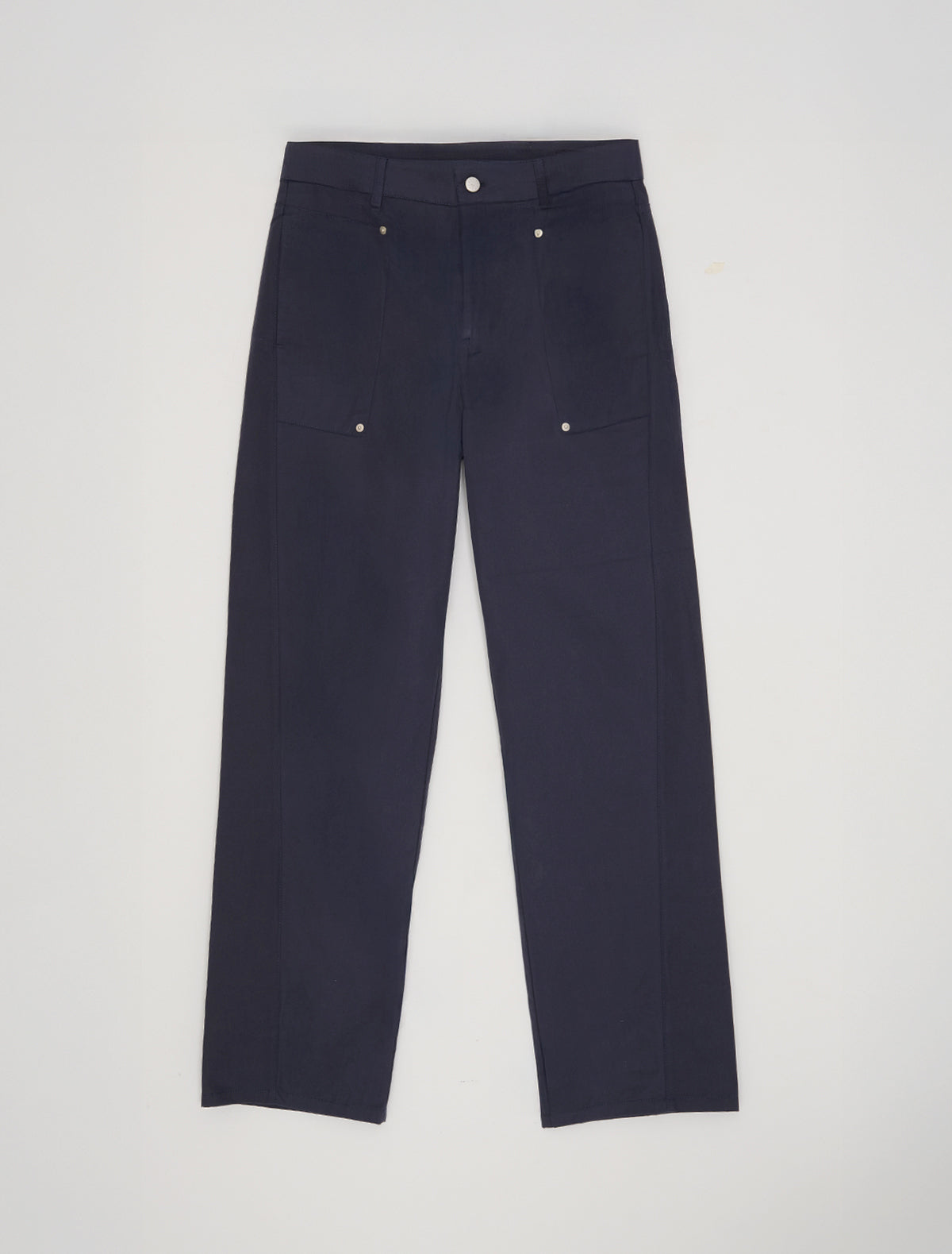 Orlando men trousers forward shifted seams front welt pockets navy