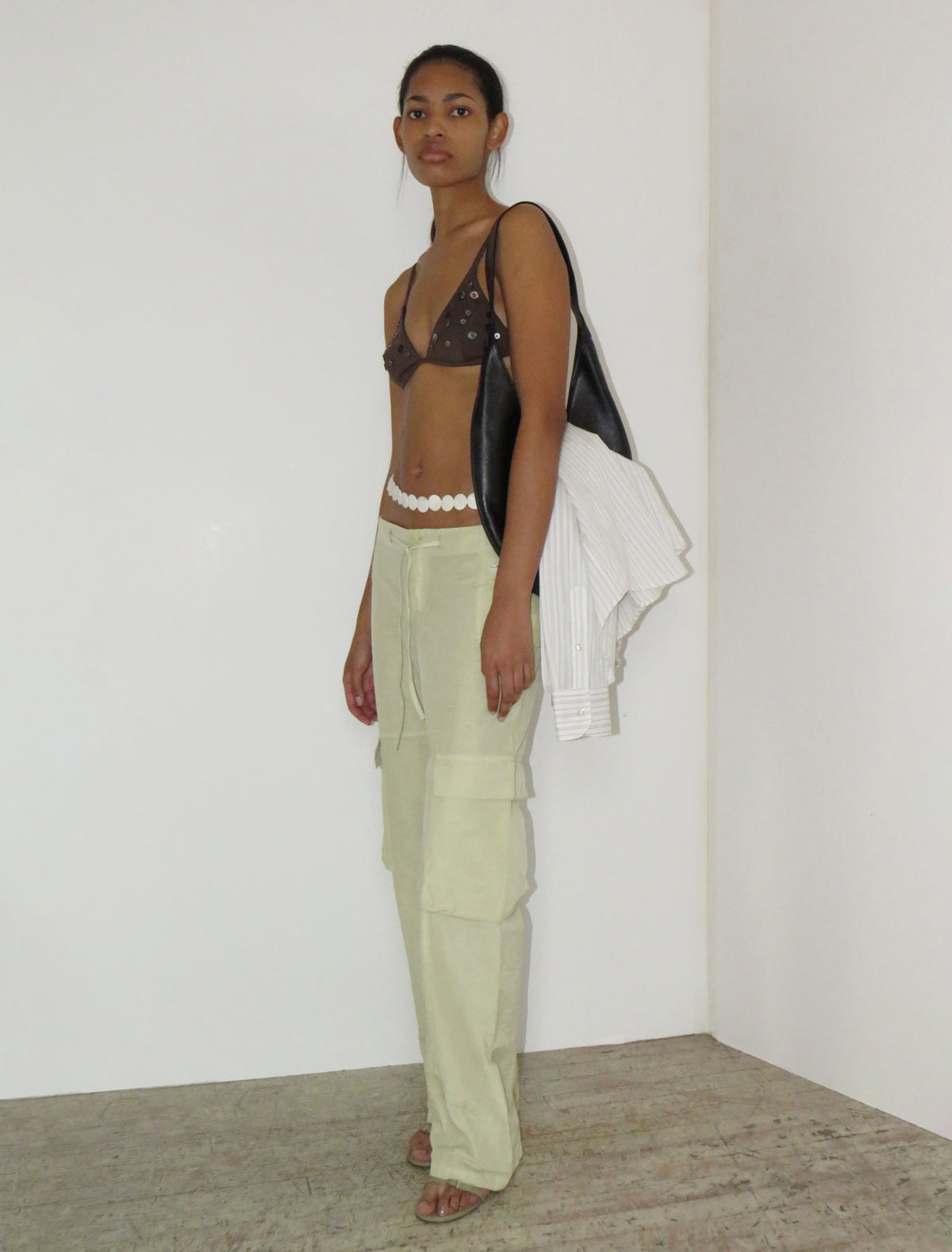 FLORESTA-Yellow low-waist cargo pants