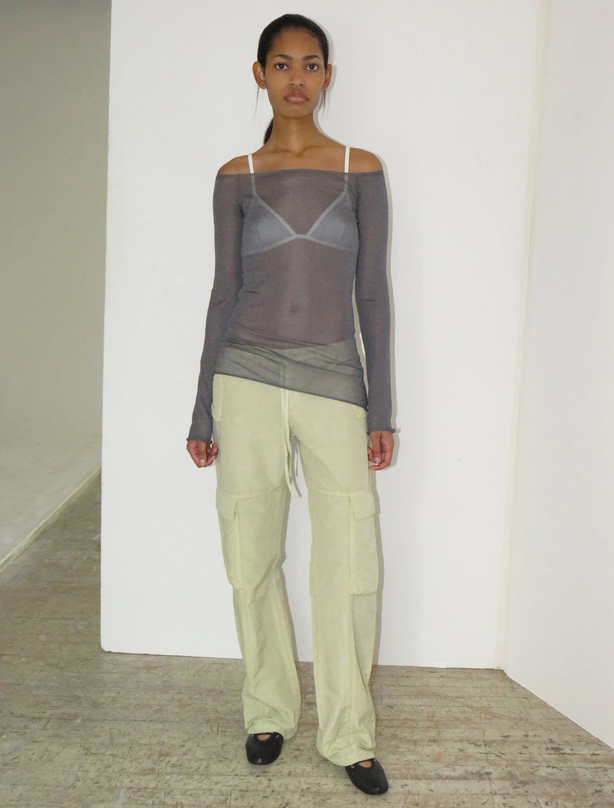 Kelly sheer top open neckline