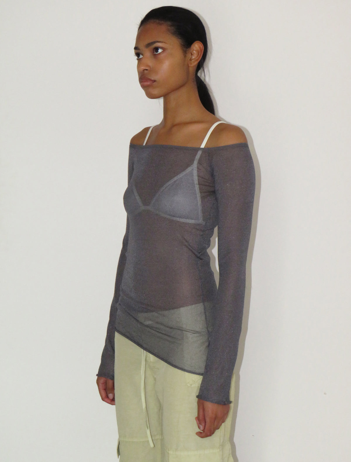 Kelly sheer top open neckline