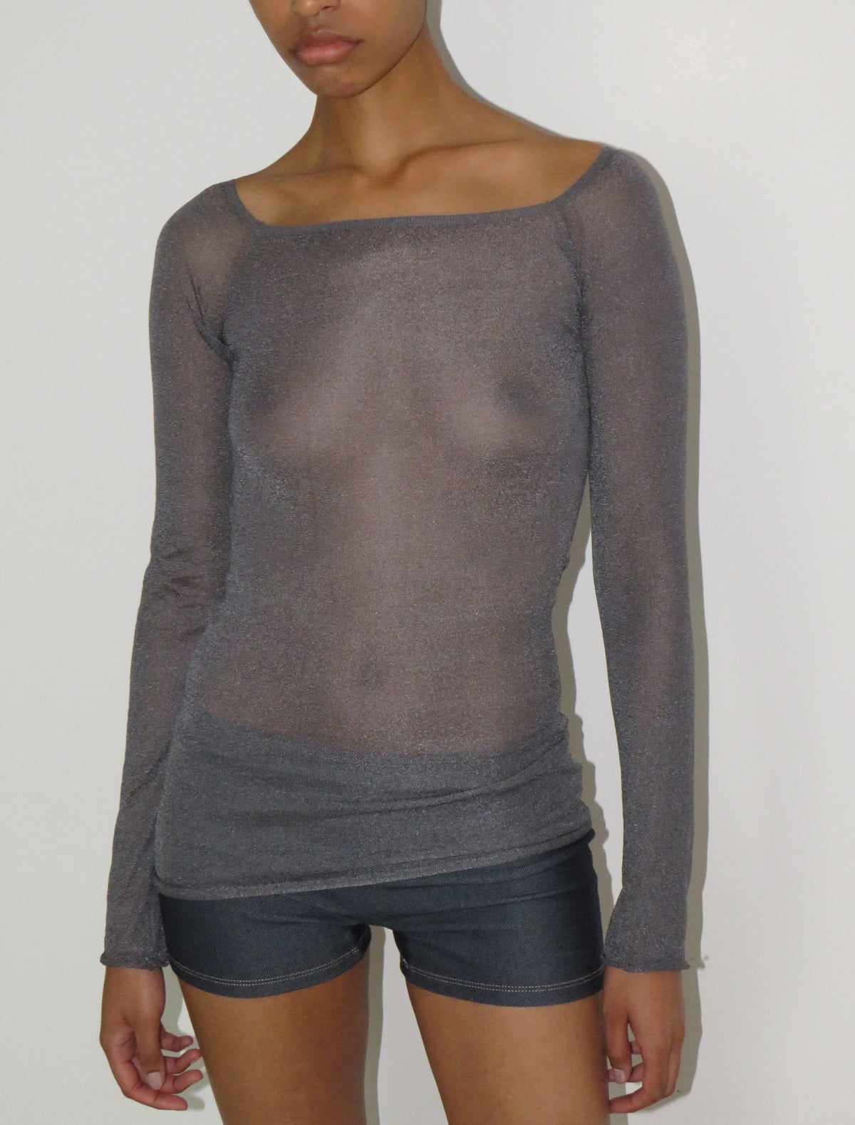 Kelly sheer top open neckline