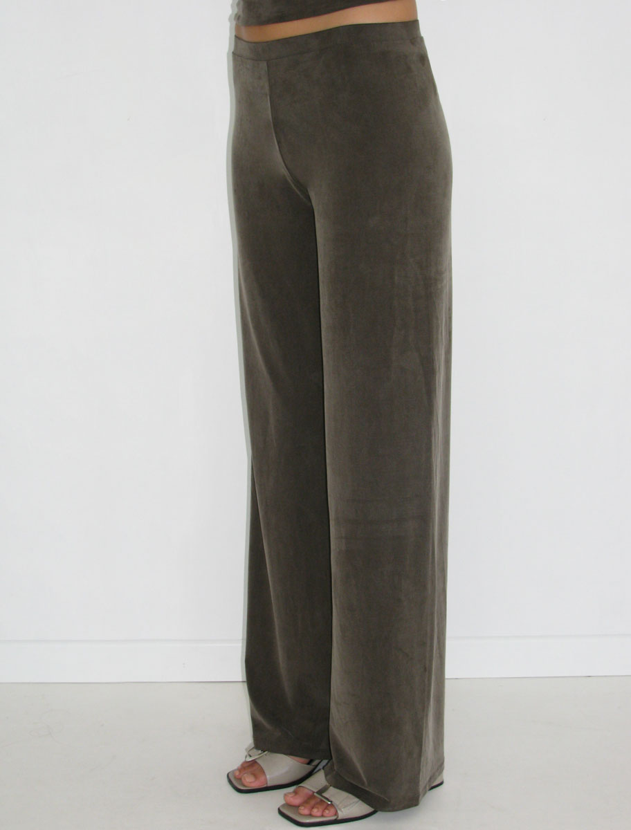 JULIO-Brown reedition of 'Junio' cupro pants, with a mid raise waist