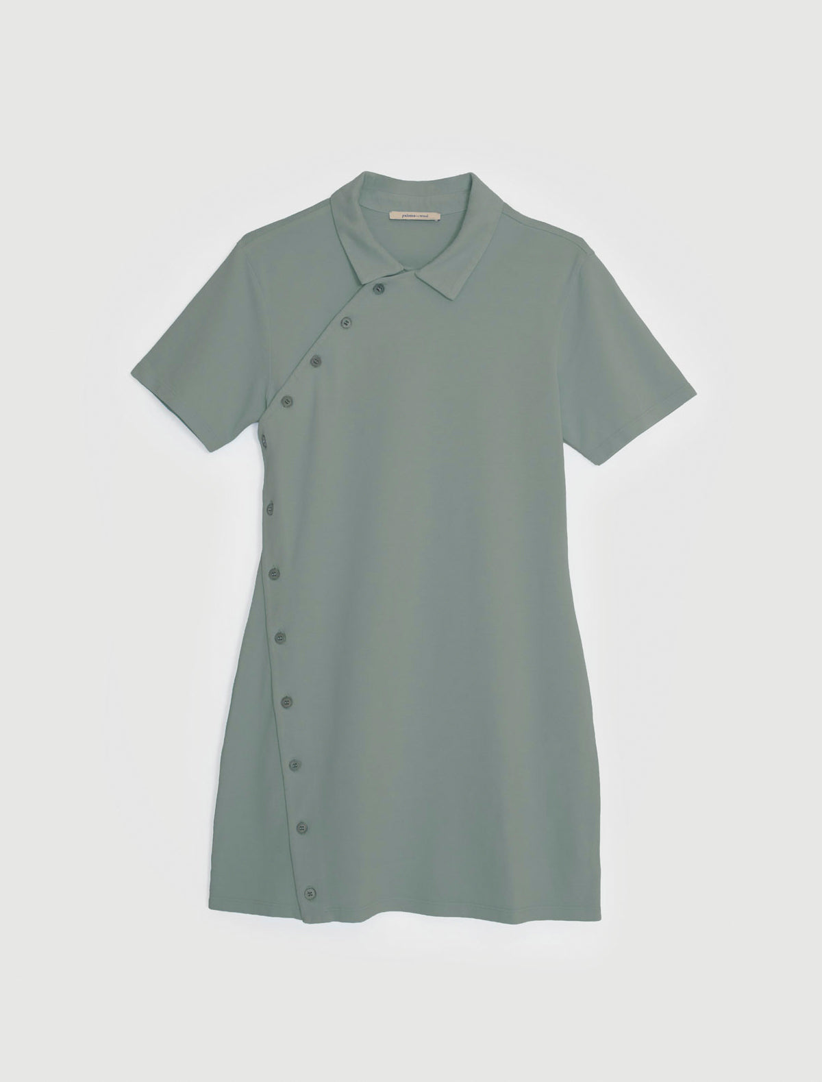 NICO DRESS-Khaki short-sleeved, asymmetric buttoned dress – paloma
