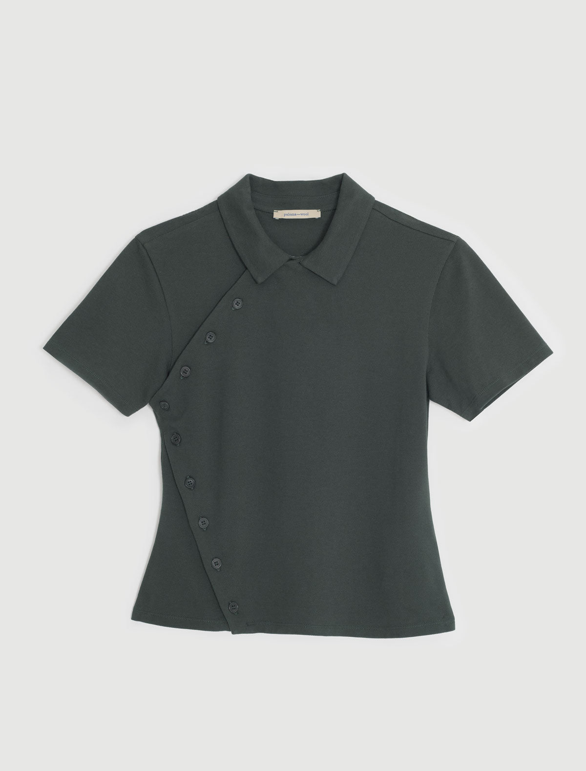 NICO-Khaki short-sleeved, asymmetric buttoned top – paloma wool