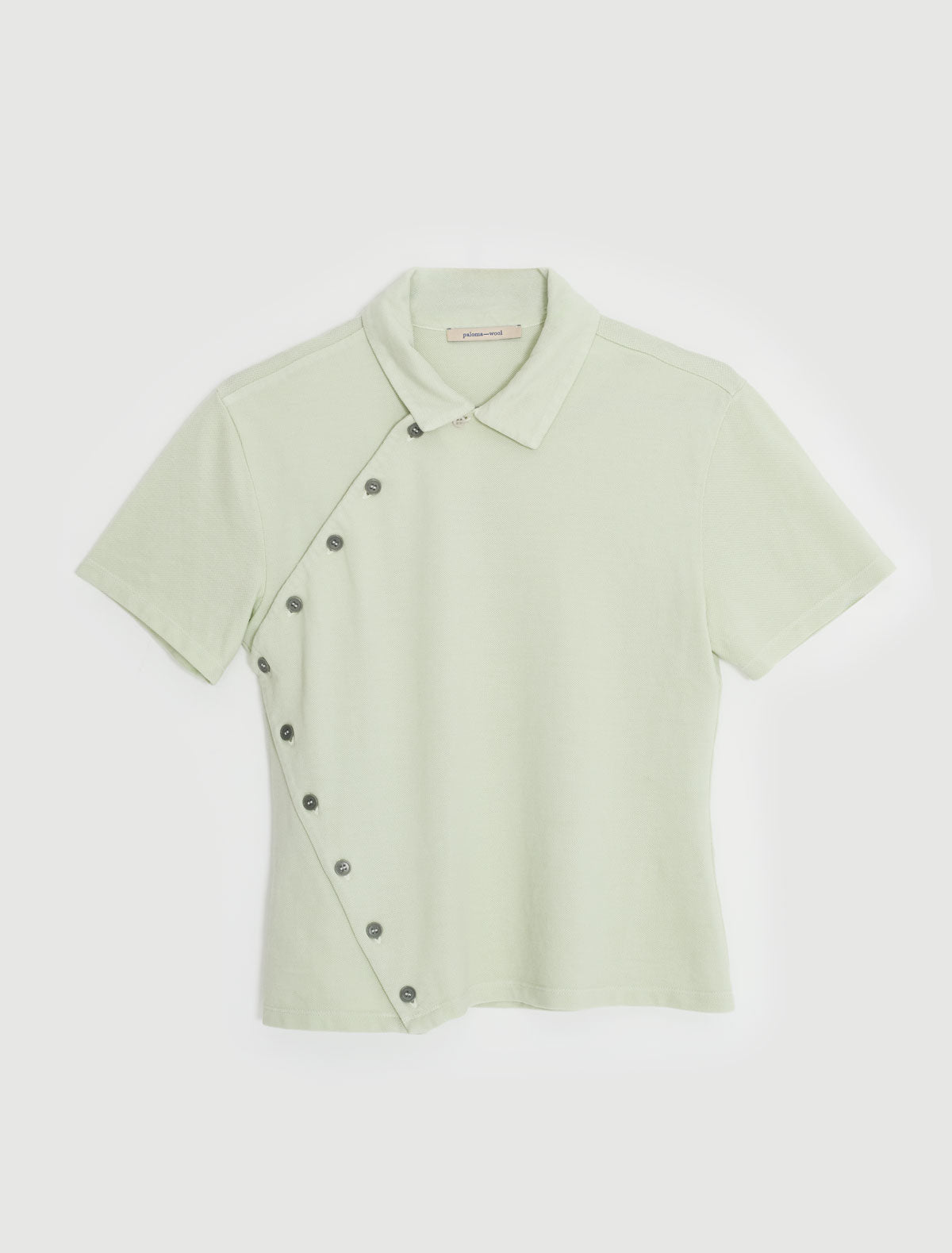 Nico short sleeved asymmetric buttoned top green