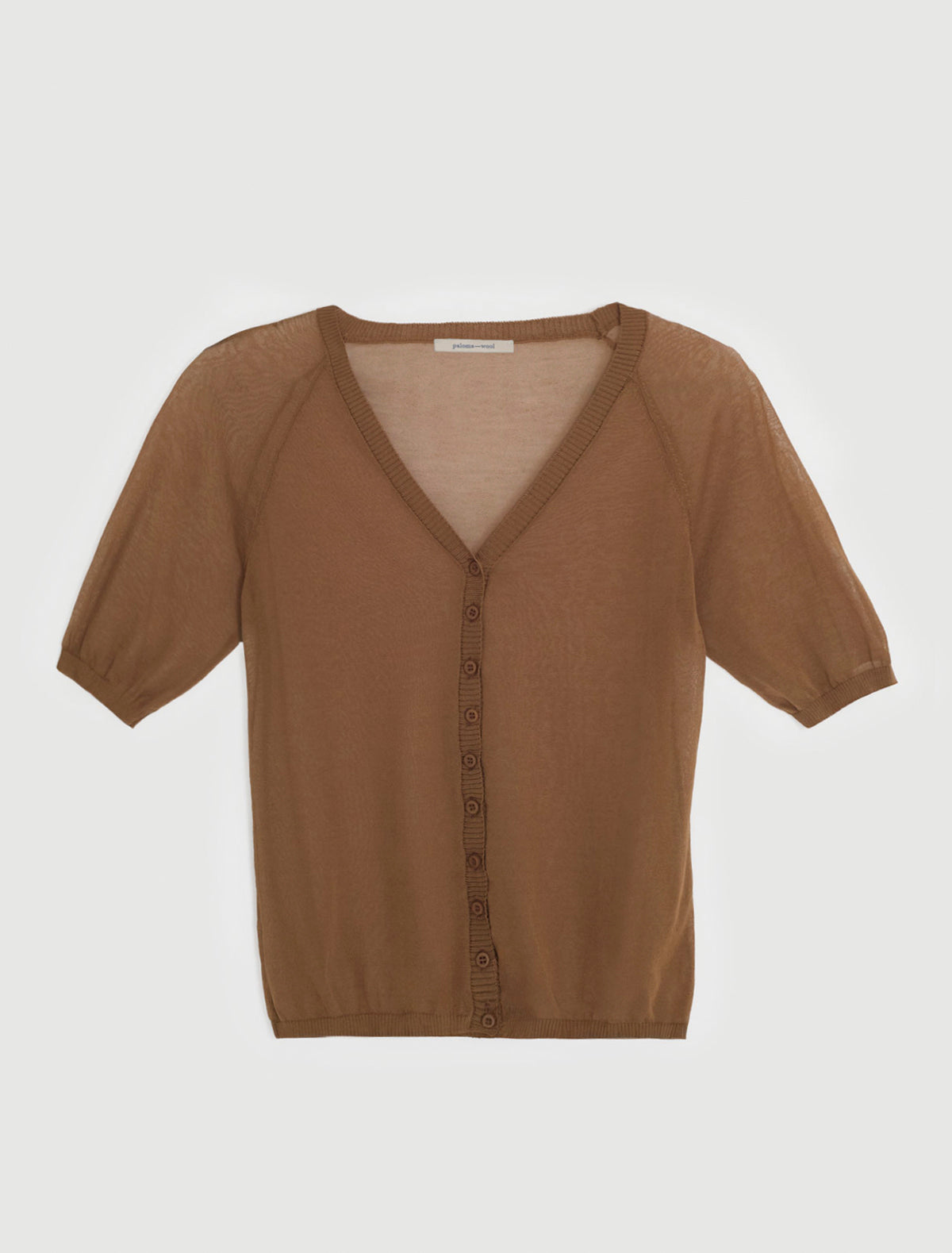 Nice short sleeve knit cardigan brown