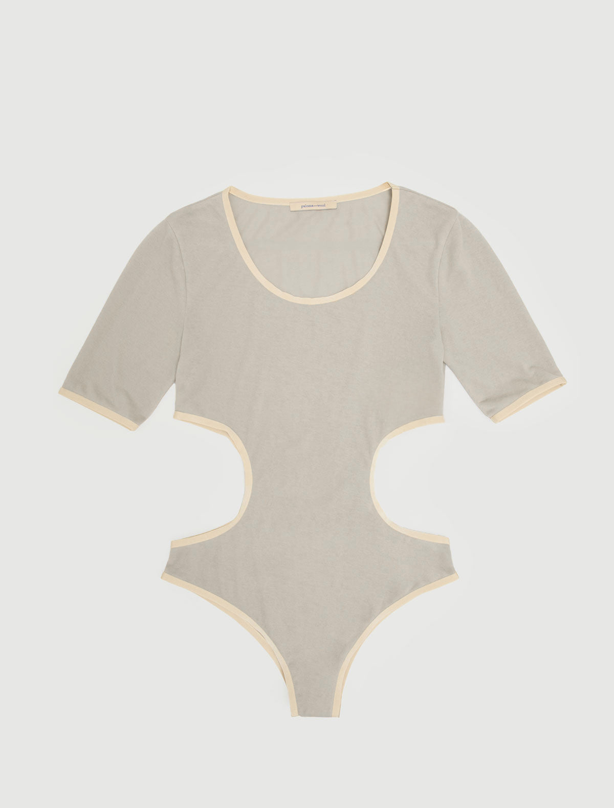 ALINA-Short-sleeve triquini-style bodysuit with side cut-outs