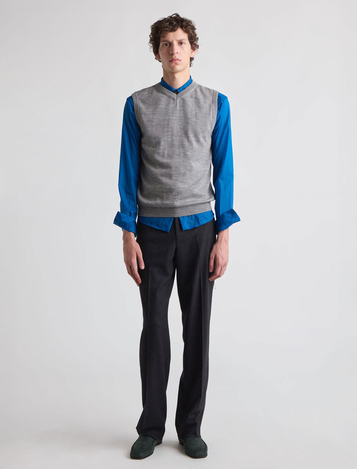 Emilia v neck knitted vest grey