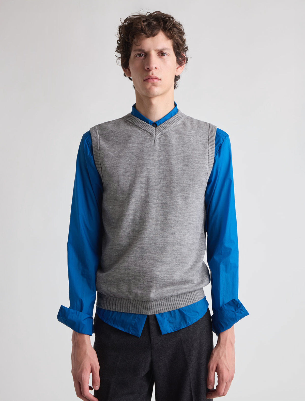 Emilia v neck knitted vest grey
