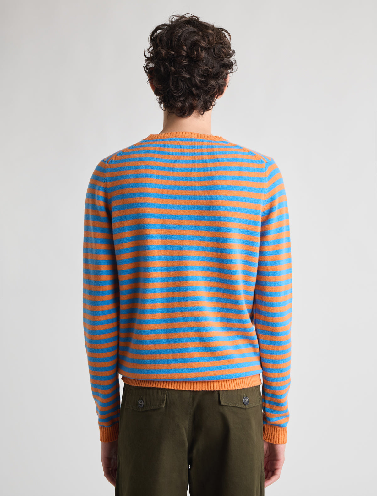 Mauri v neck knitted sweater orange blue stripes