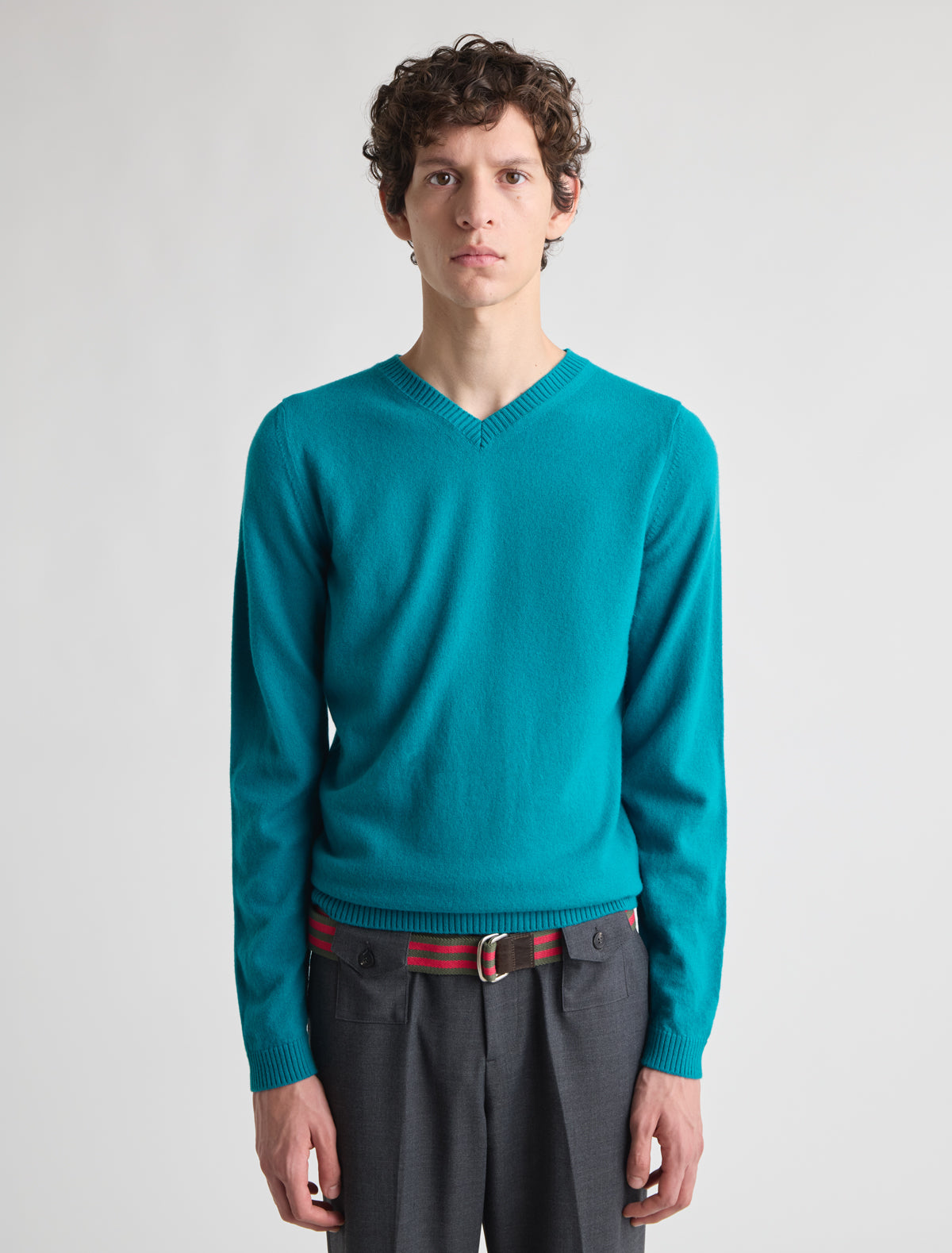Musa men s v neck sweater pw embroidery blue