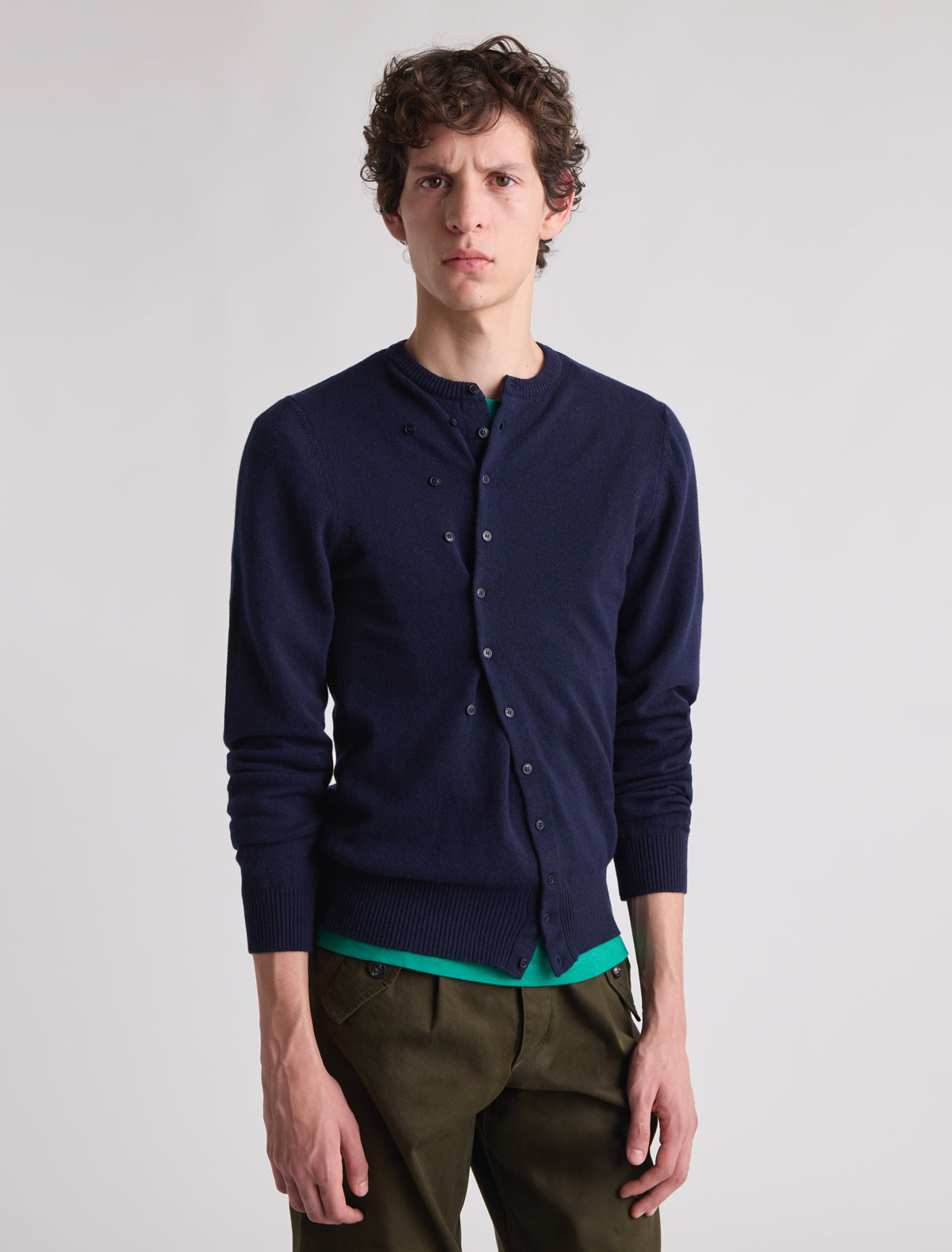 Angelina b men s knitted cardigan button fastening multiple buttons navy