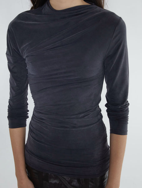 JOJO II-Asymmetric long-sleeve top made from soft cupro fabric