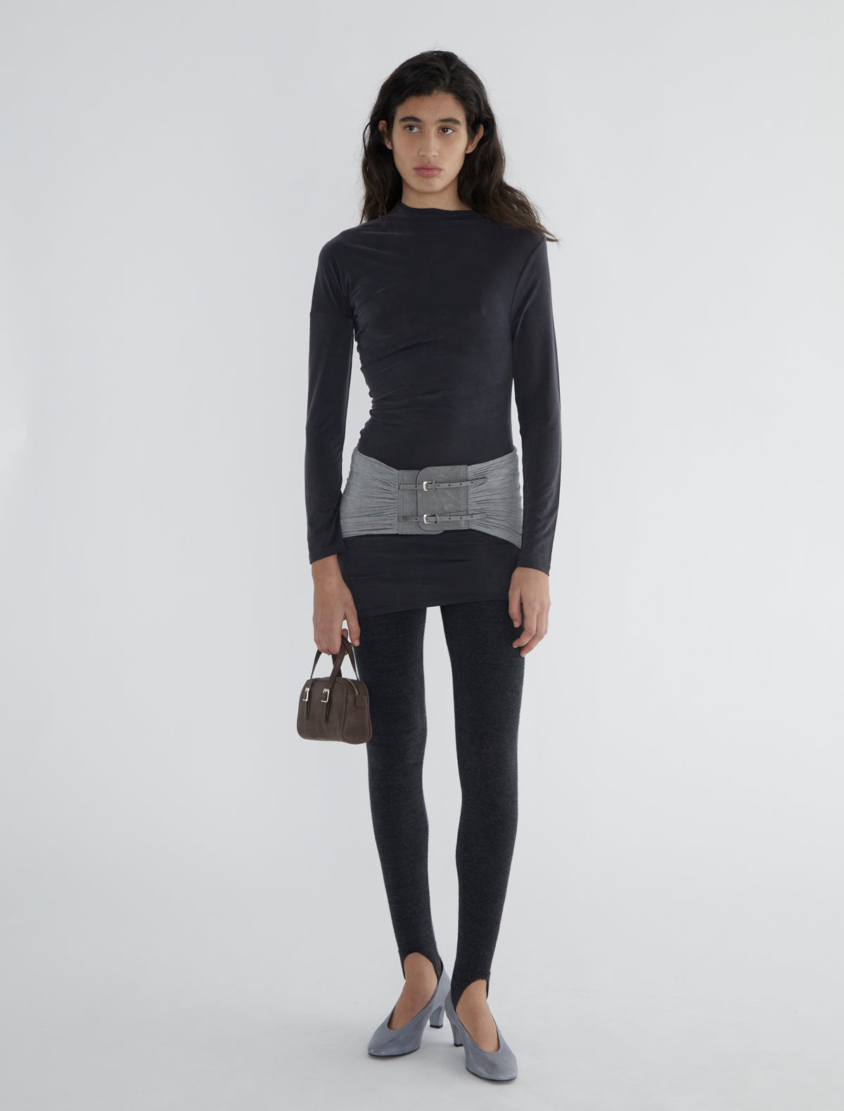 Jojo asymmetric long sleeve cupro top
