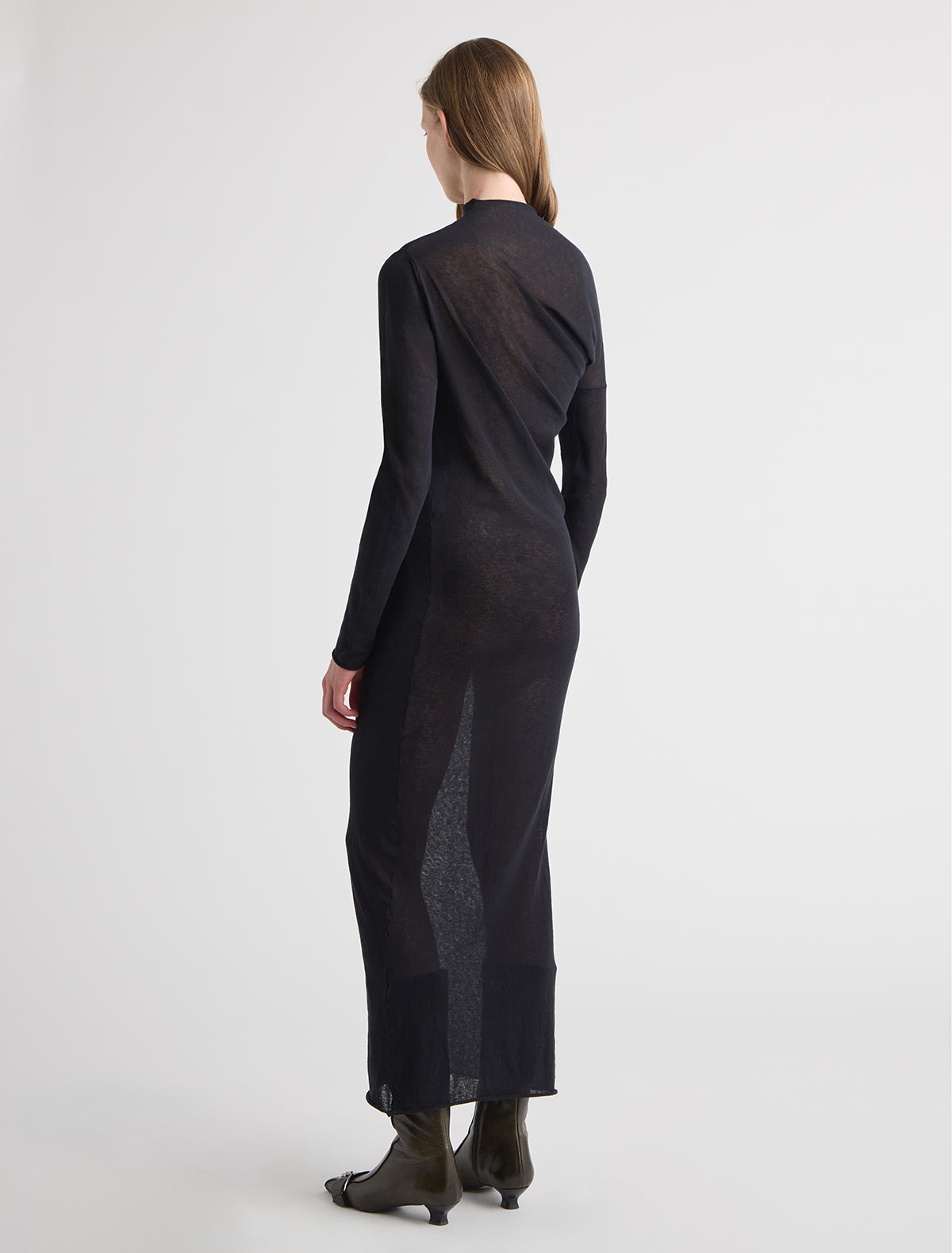 Jojo dress asymmetric long sleeve dress draped effect black