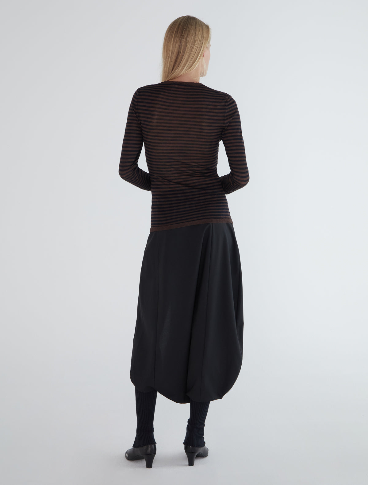 Iglu striped slightly sheer sweater darkbrown