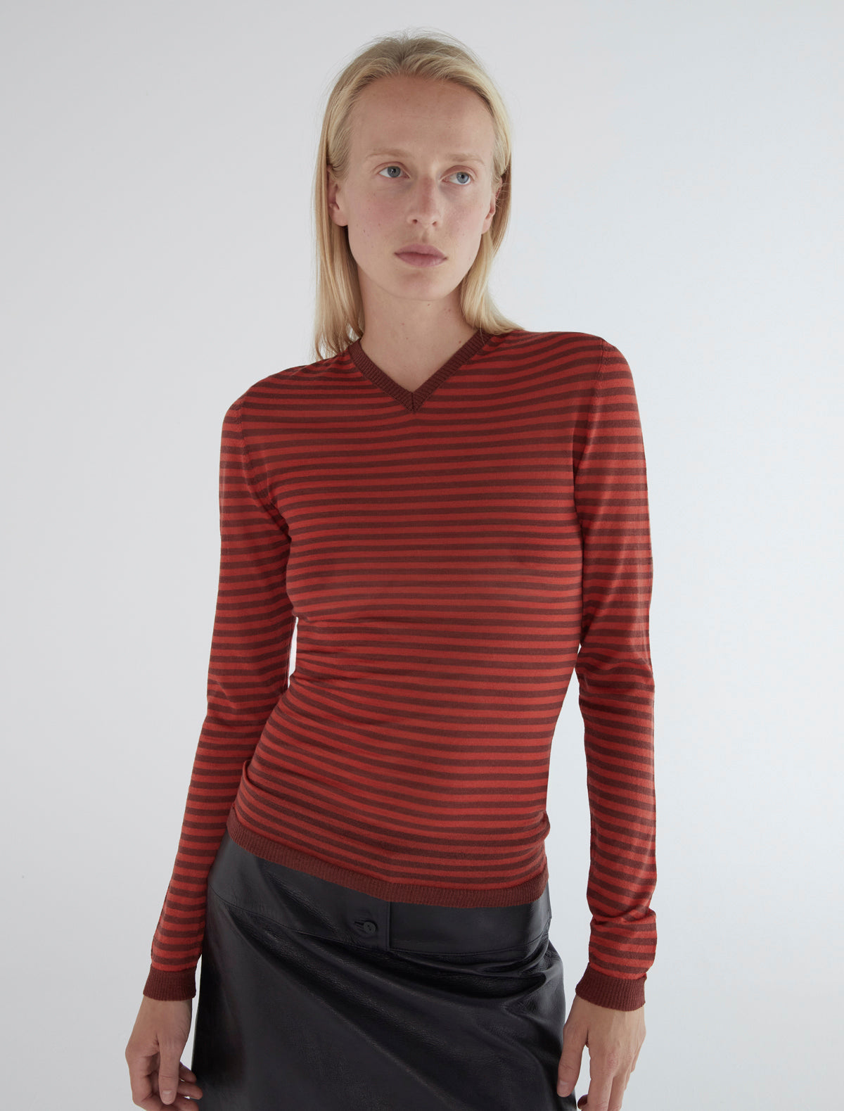 Iglu striped slightly sheer sweater red