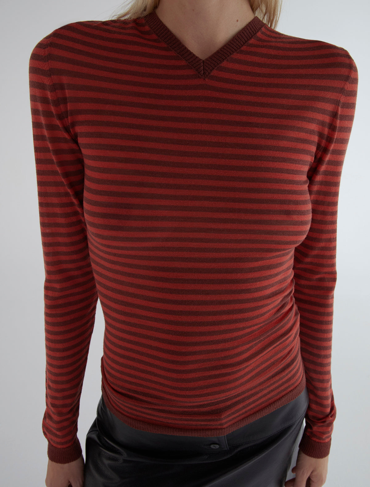 Iglu striped slightly sheer sweater red