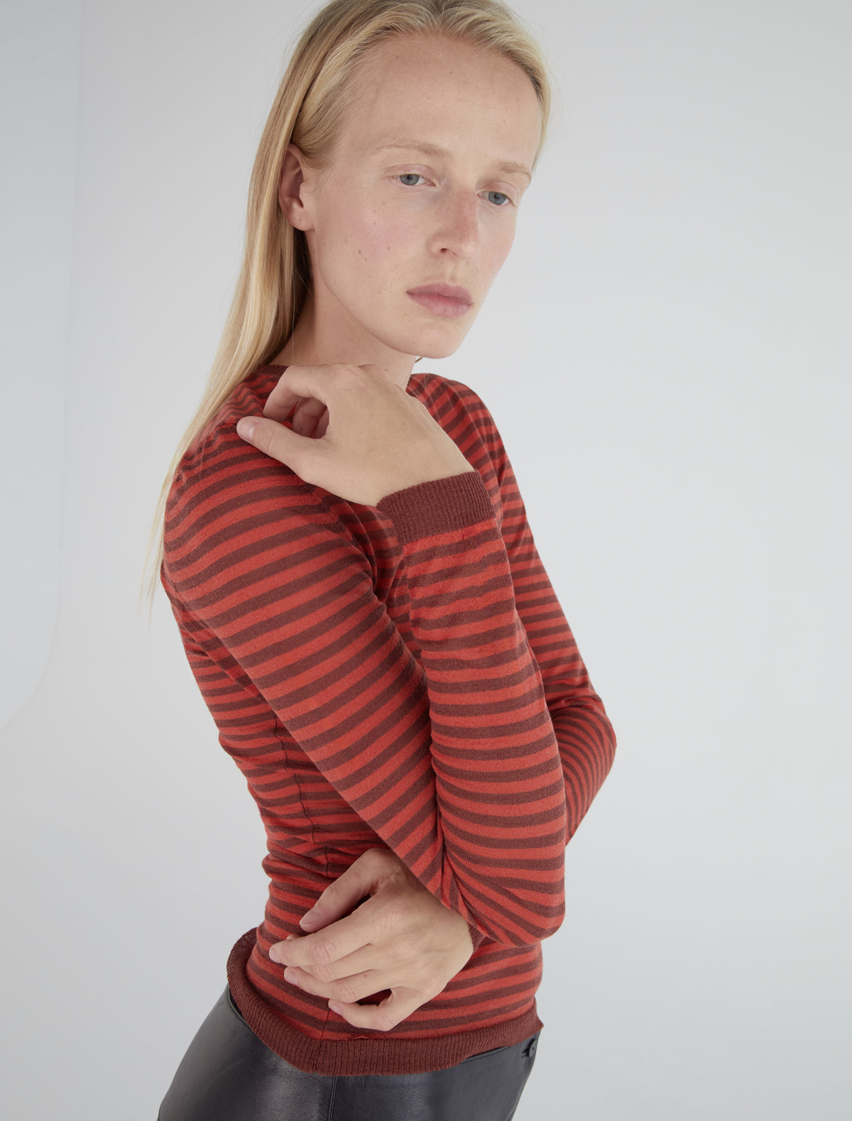 Iglu striped slightly sheer sweater red