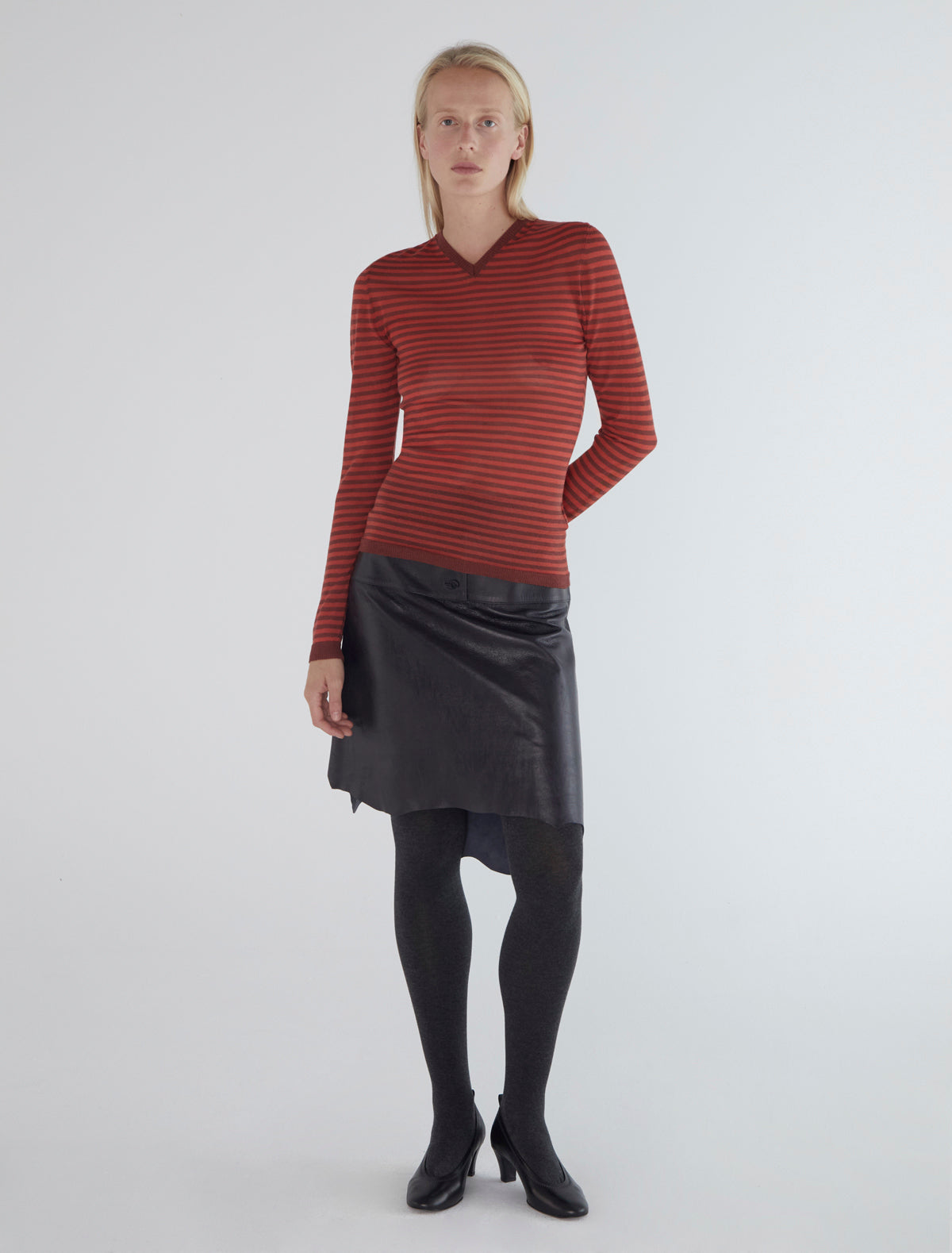 Iglu striped slightly sheer sweater red