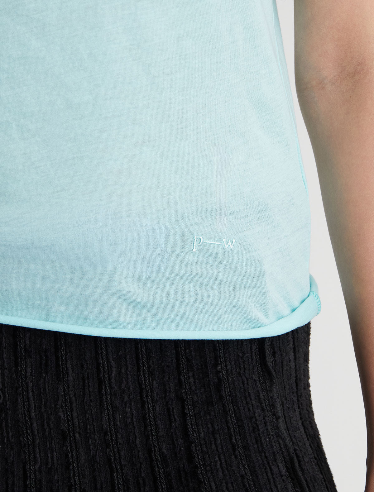 Katia short sleeved top embroidery hem