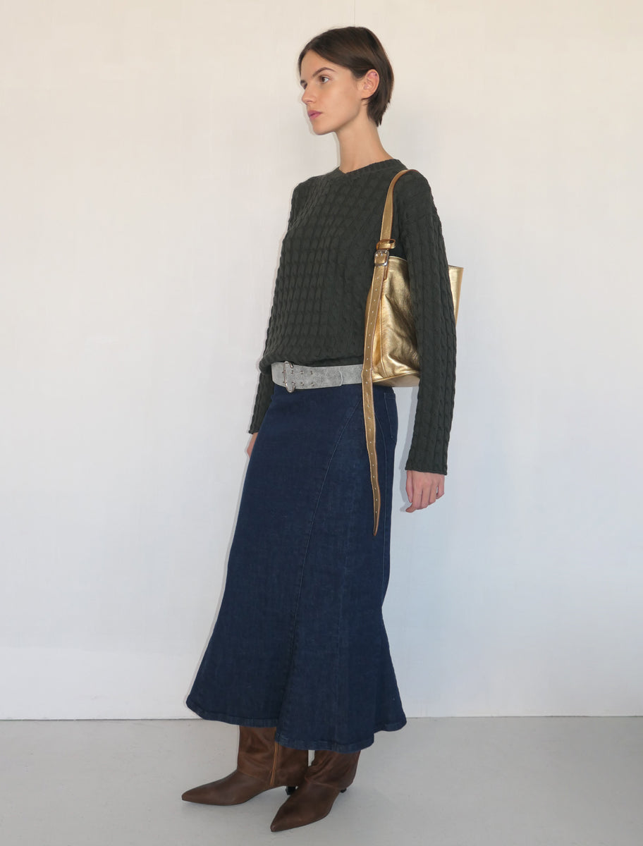 Ainhoa long sleeved braided knitted sweater khaki