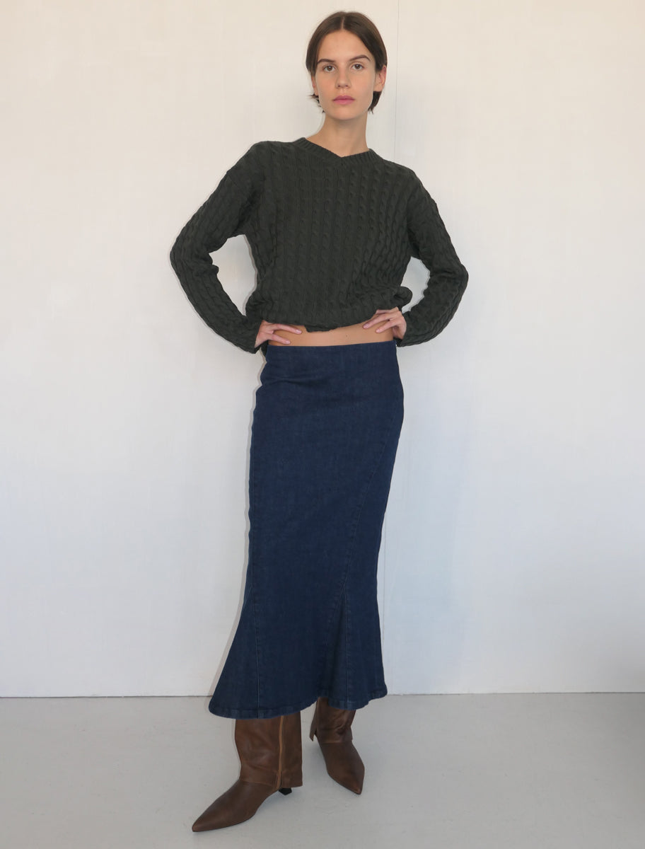 Ainhoa long sleeved braided knitted sweater khaki