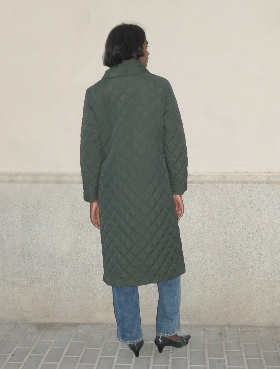 Otter long padded puffer removable scarf khaki