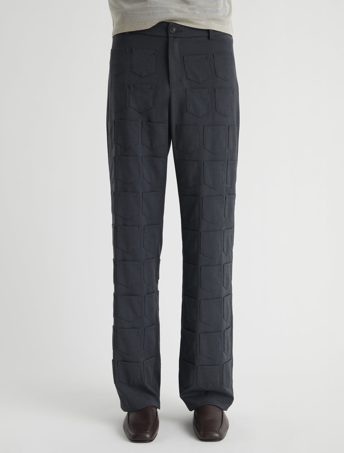 Lane extra pockets men suit pants mini pockets covering entire body