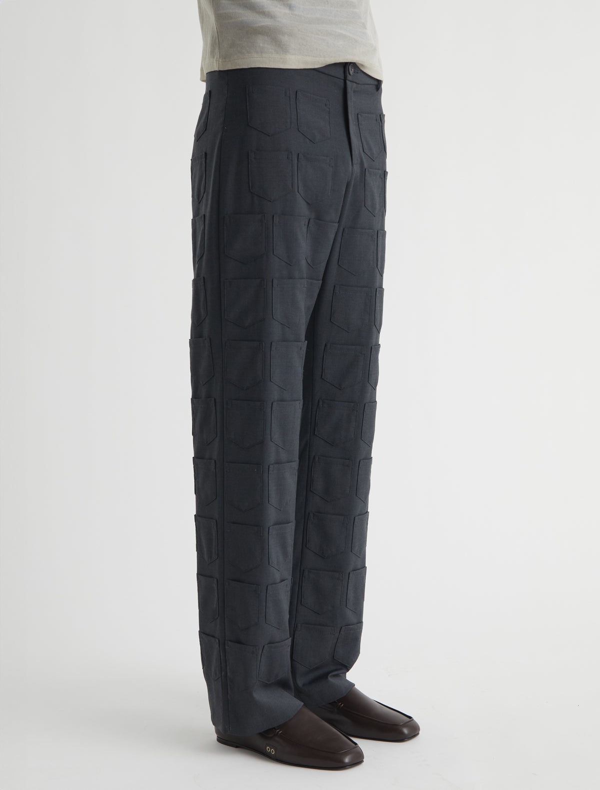 Lane extra pockets men suit pants mini pockets covering entire body