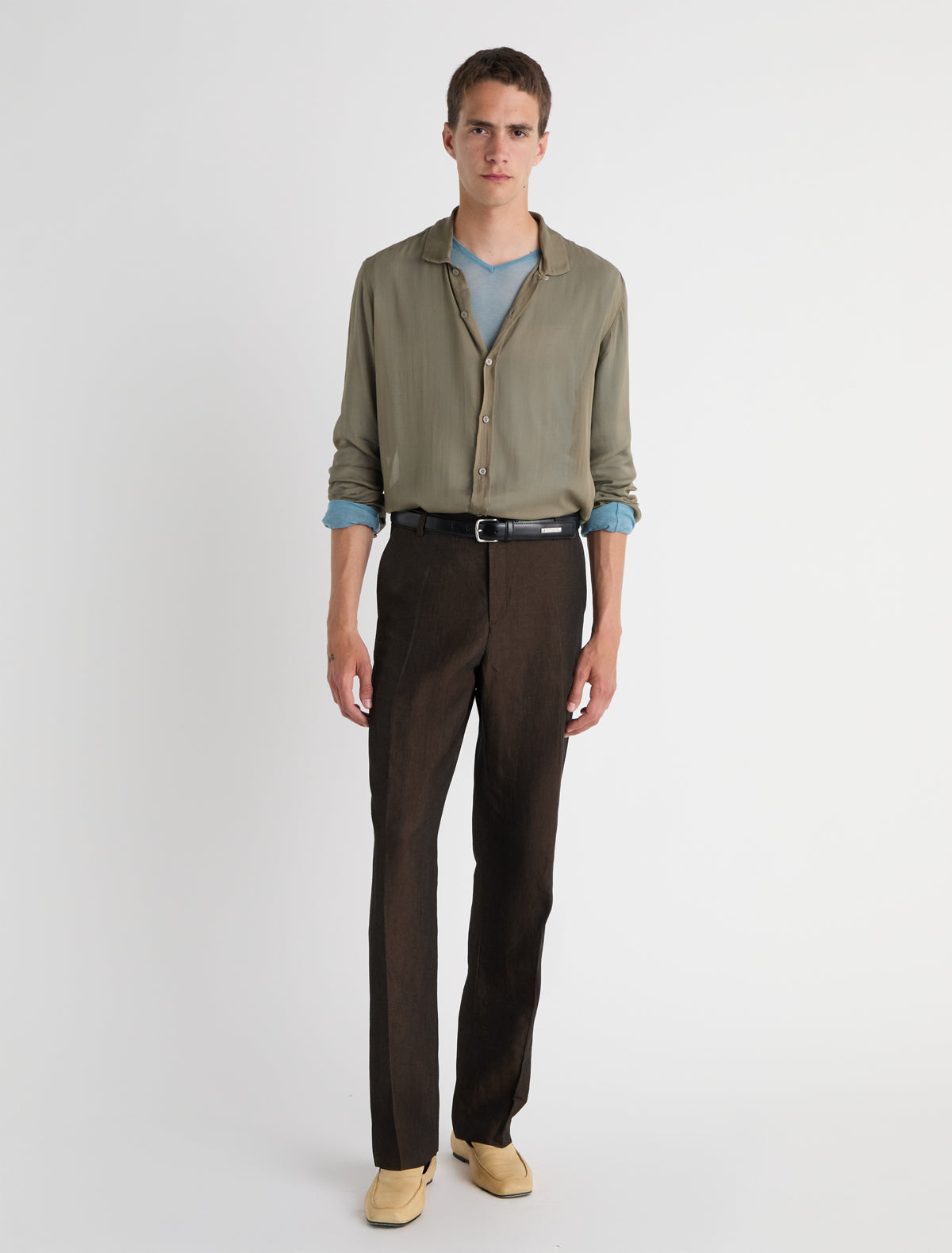 LANE-Dark brown straight men's suit pants – paloma wool