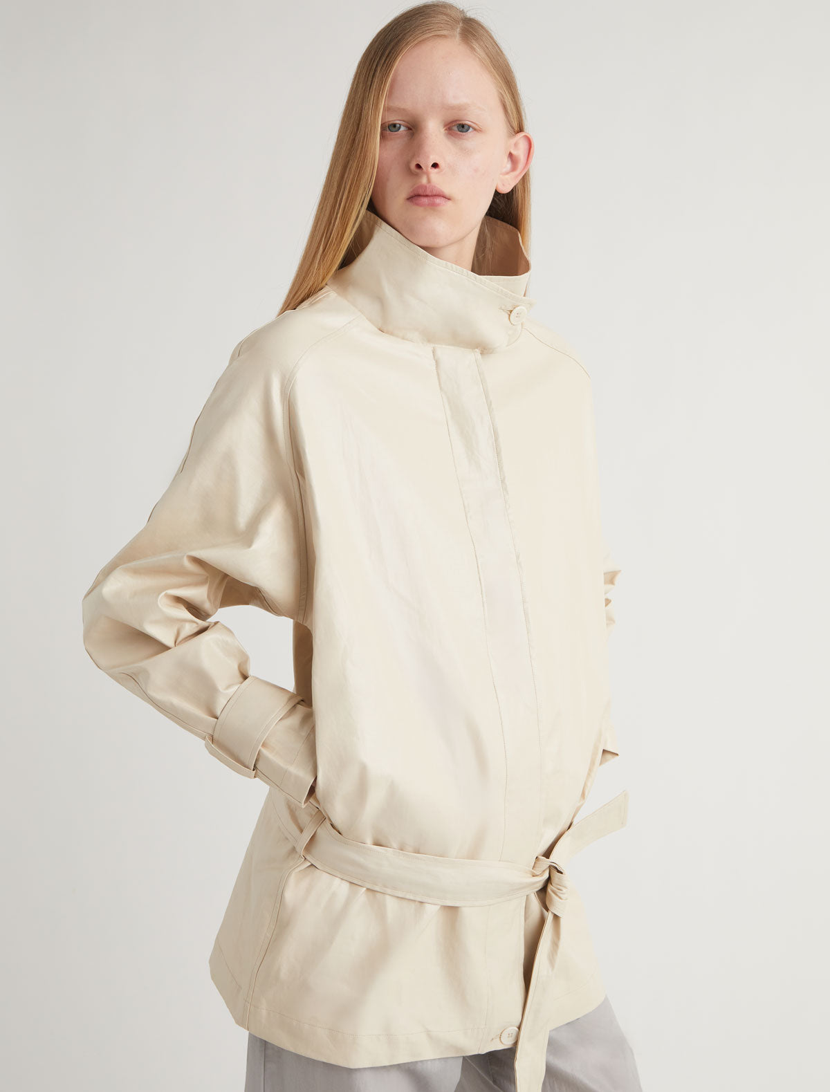 Lebano oversized jacket ranglan sleeves high collar