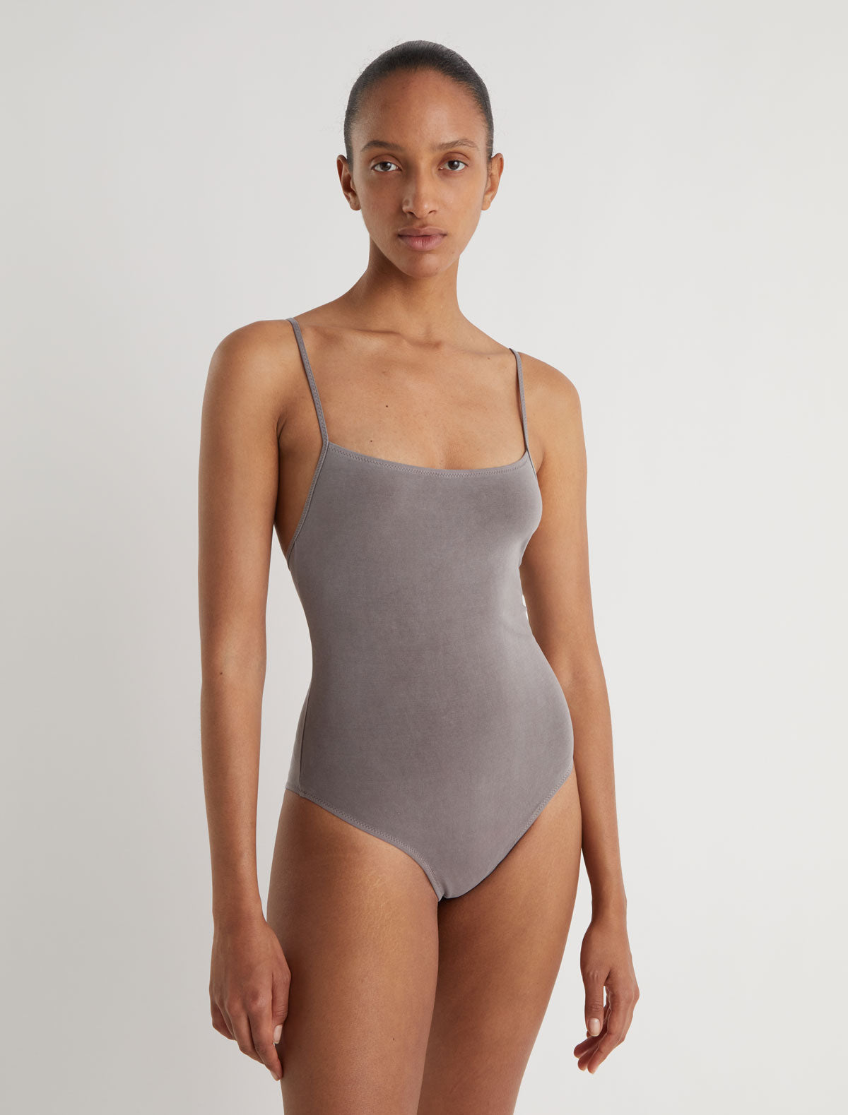 Leila strappy cotton swimsuit garment dyed worn in effect
