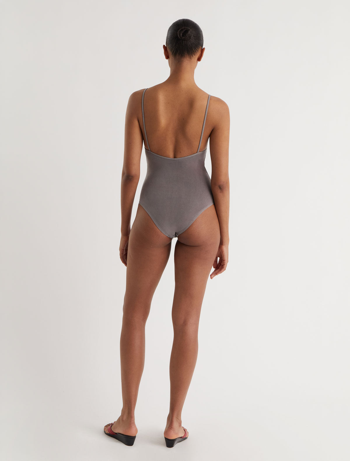 Leila strappy cotton swimsuit garment dyed worn in effect