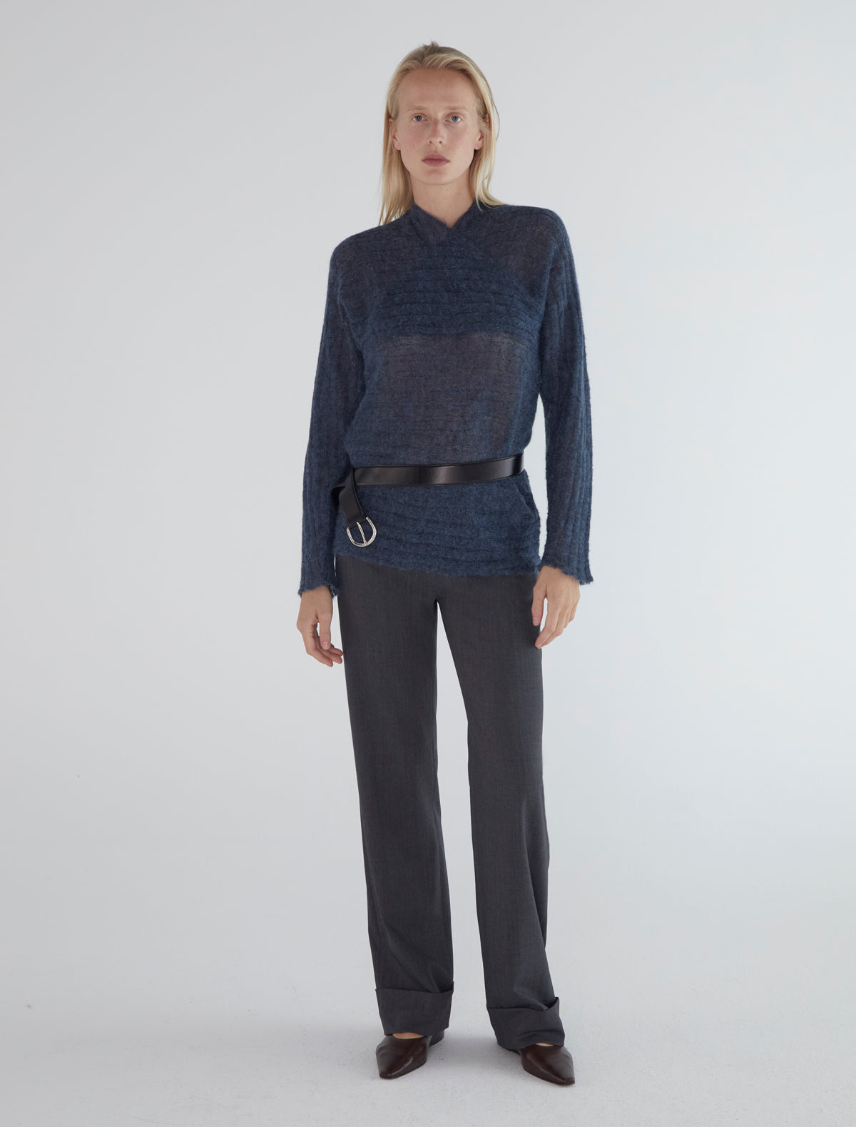 Lichen sweater horizontal ribbing navy