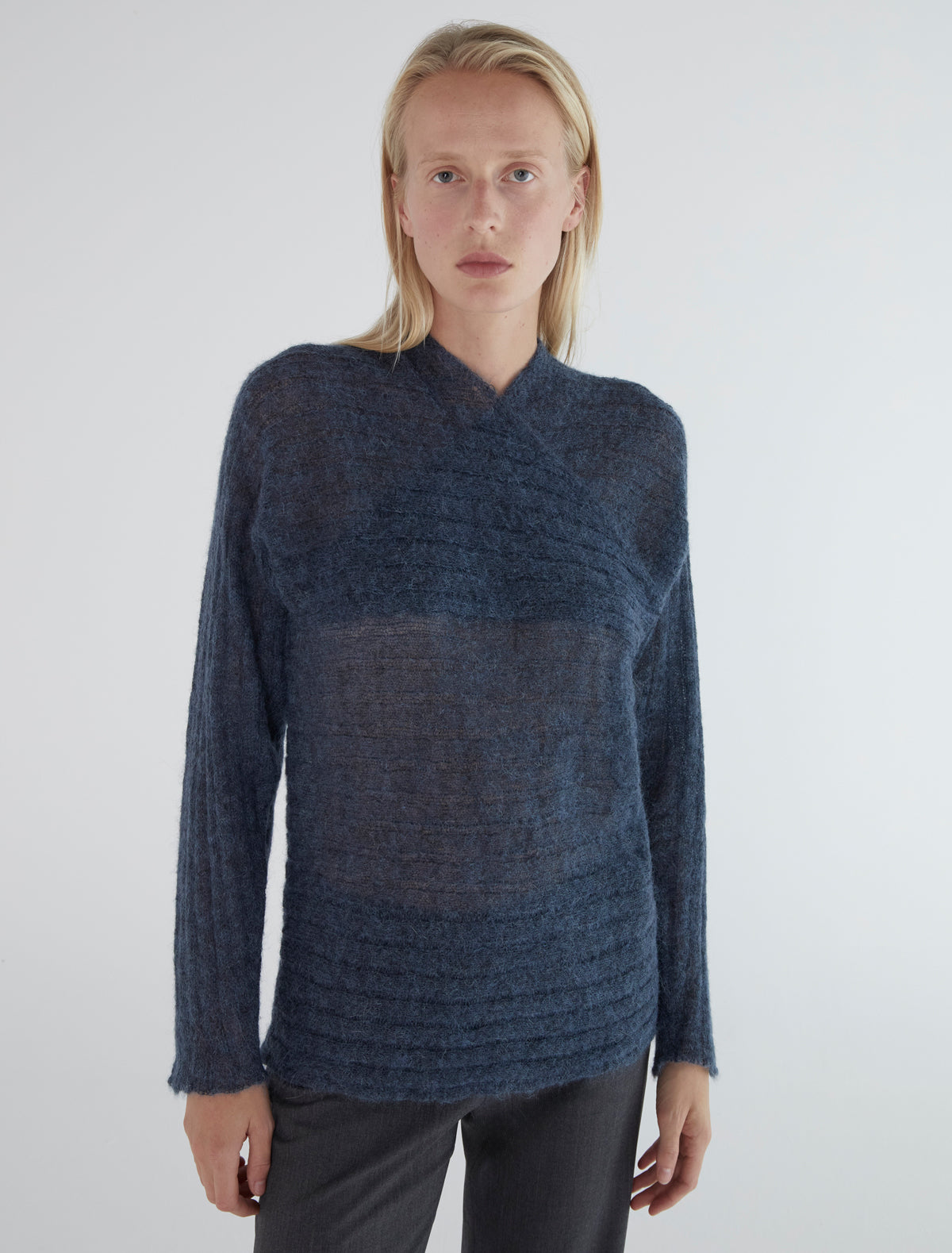 Lichen sweater horizontal ribbing navy