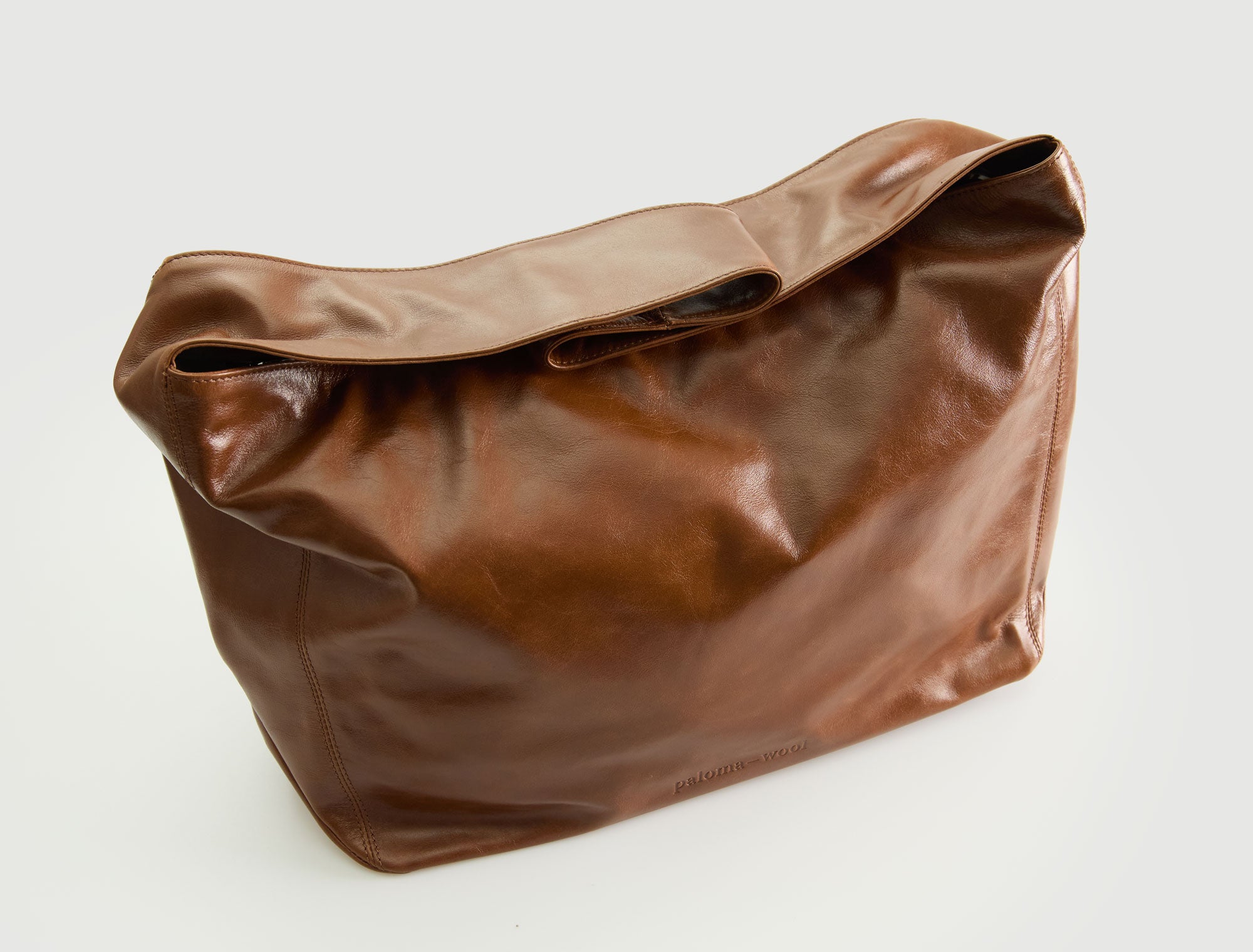 LISA-Brown large leather bag with a wide handle – paloma wool