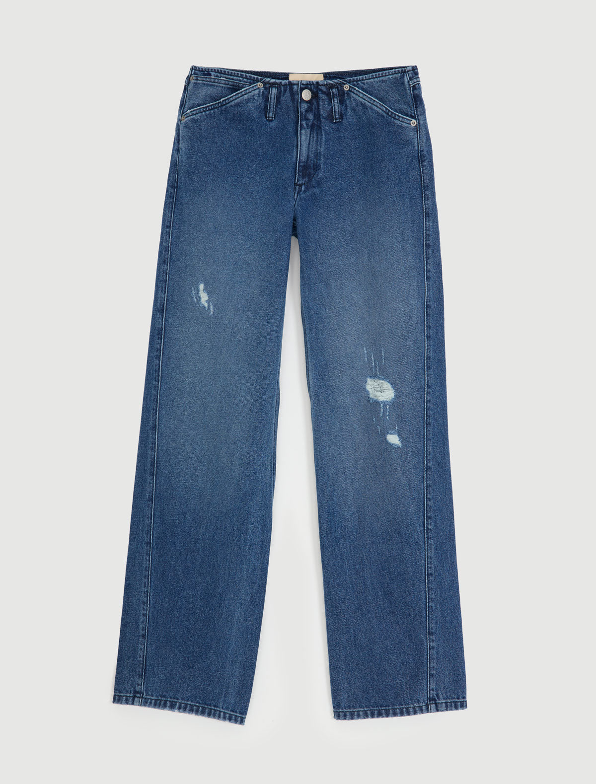 Lonati denim trousers without waistband large pockets 2