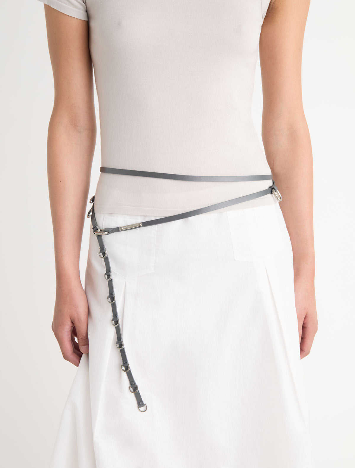 LONG NORA-Extra-slim belt with a carabiner and metal D-rings