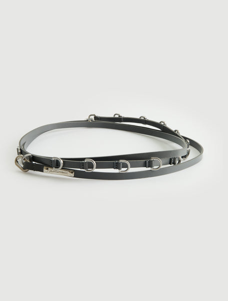 LONG NORA-Extra-slim belt with a carabiner and metal D-rings
