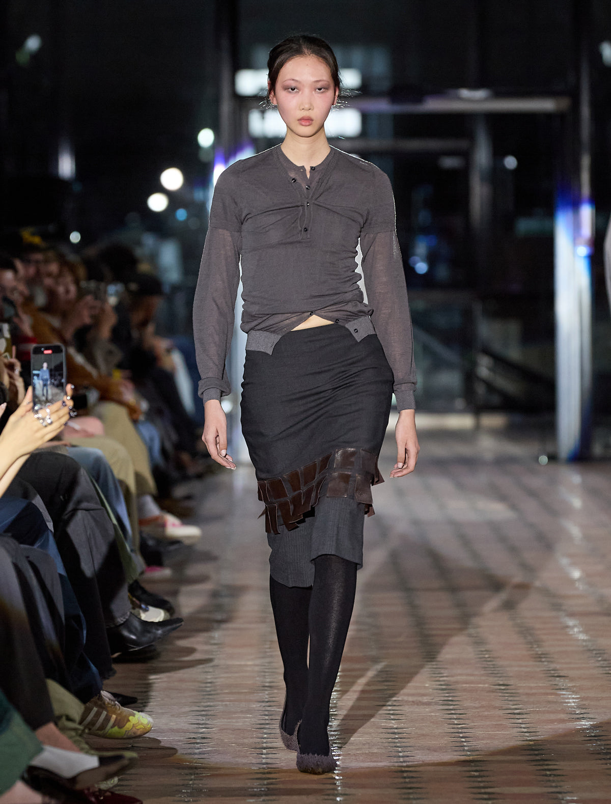 Casu straight tailoring skirt leather flaps